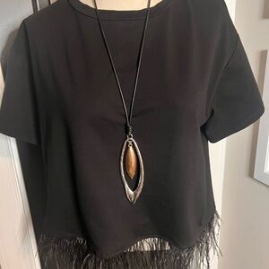 Elegant Copper and Silver Pendant Necklace